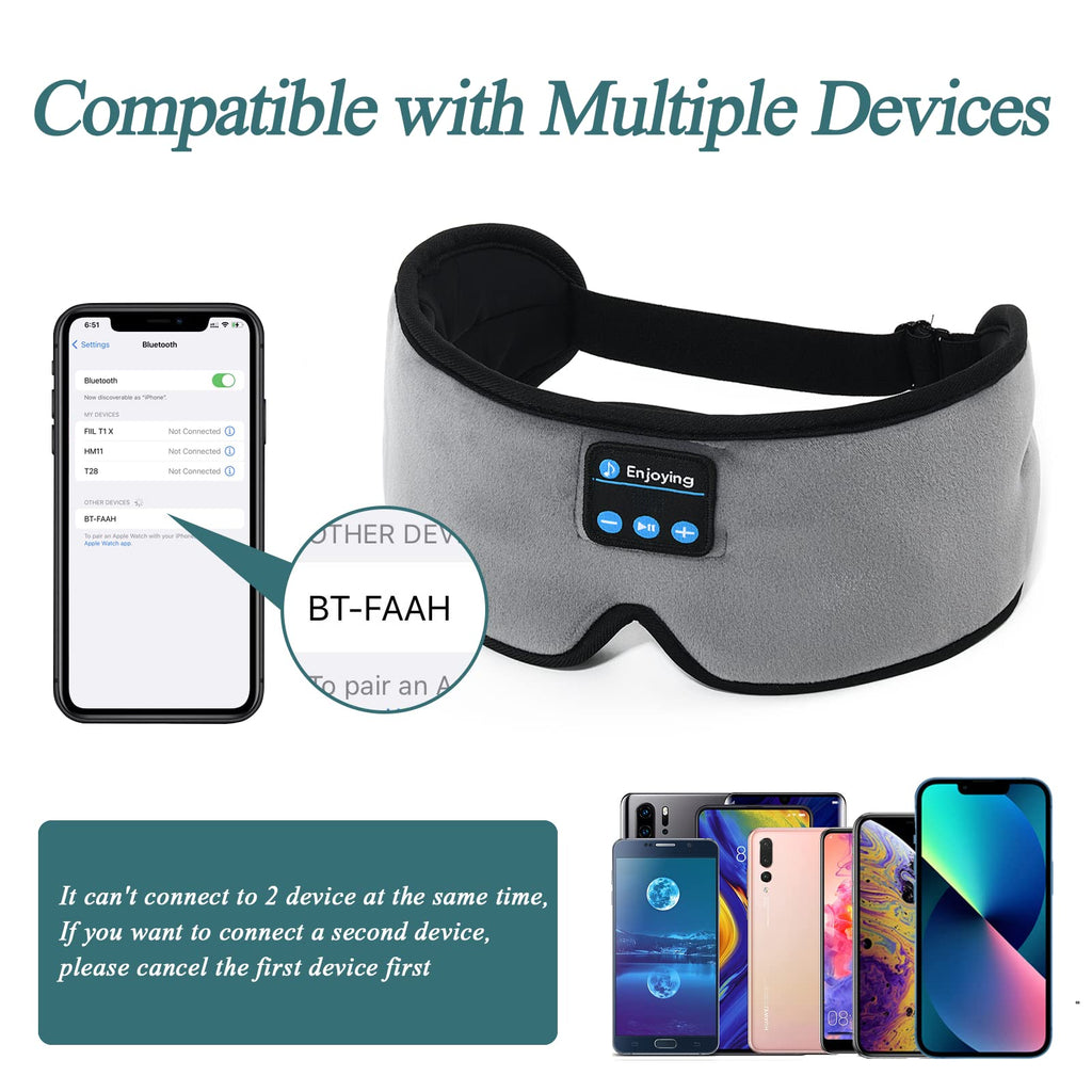 Wireless 3D Eye Mask Sleep Headphones Grey U115