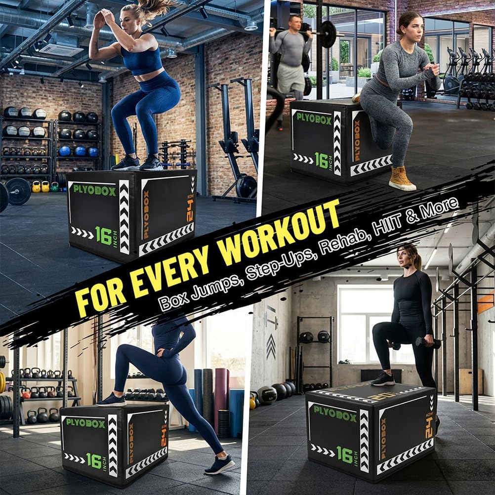 3-in-1 Foam Plyometric Jump Box, 16/20/24 Inch S7267