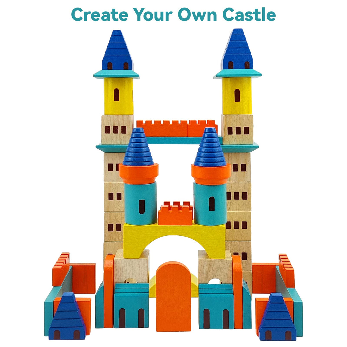 69 Pcs Wooden Building Blocks Set F23991