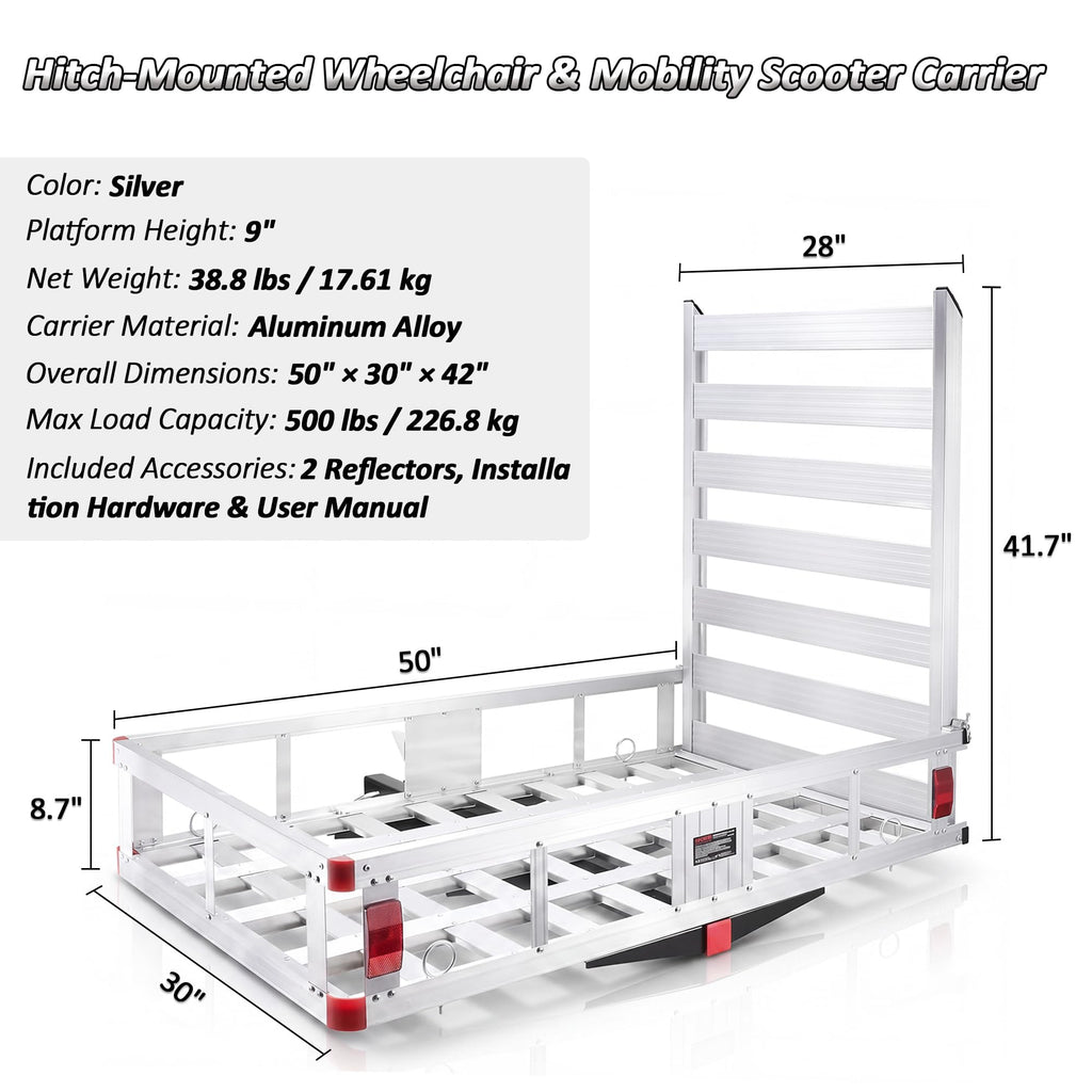 50" Aluminum Wheelchair Carrier with Ramp C1069