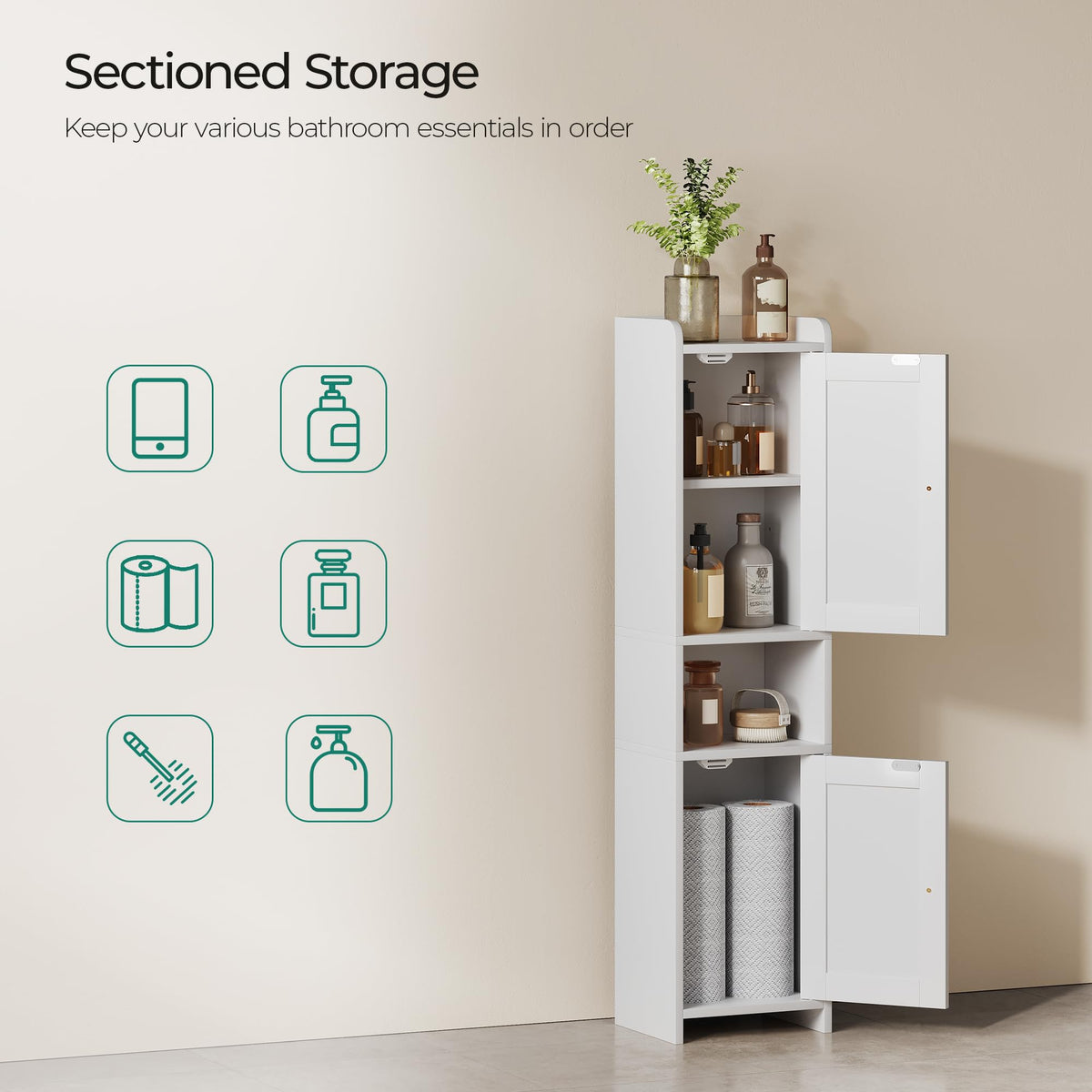White Bathroom Cabinet with 2 Doors S37162