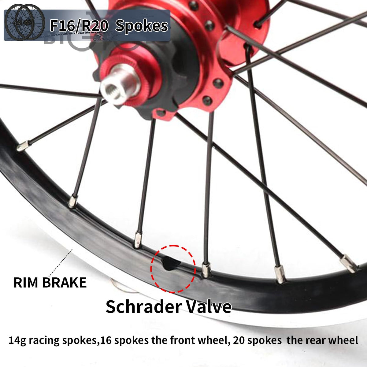 14inch 412 V-Brake Folding Bike Wheelset U2384