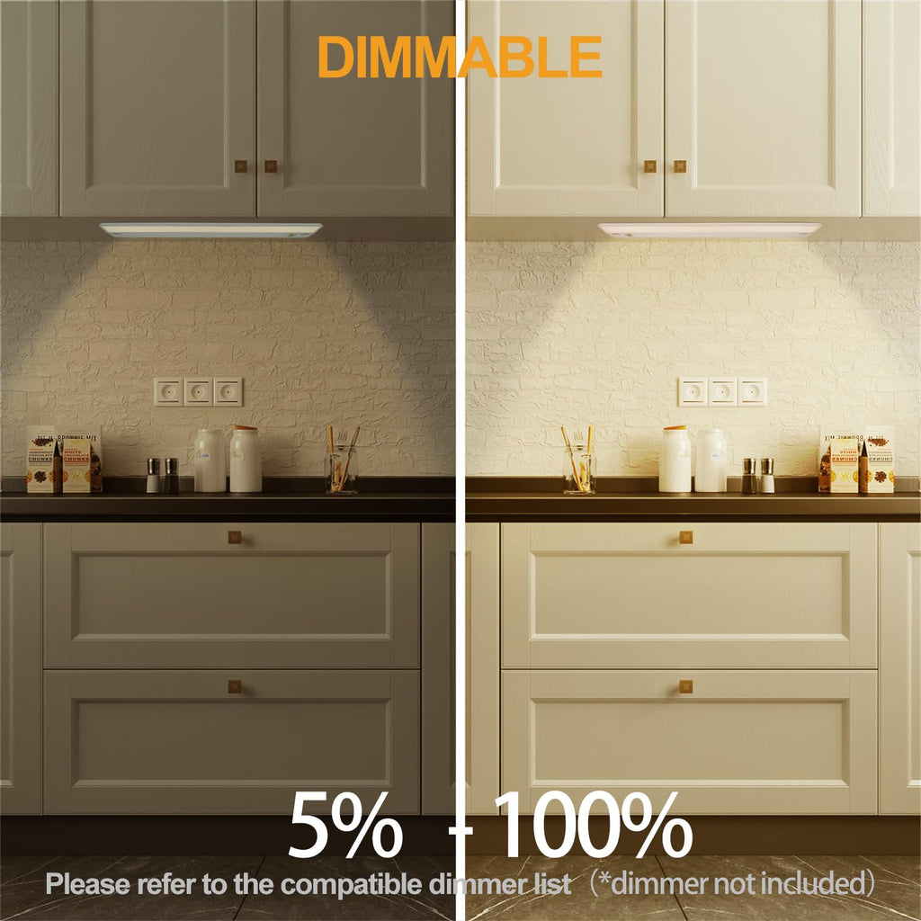 2 Packs Under Cabinet Lighting, 24in 18W Dimmable LED Light, 5 Color Temperature Z7862