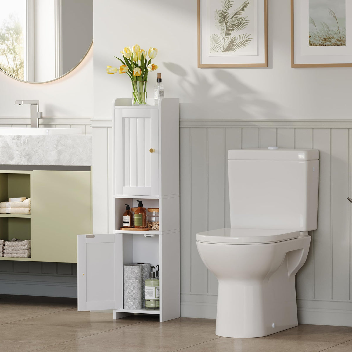 White Bathroom Cabinet with 2 Doors S37162