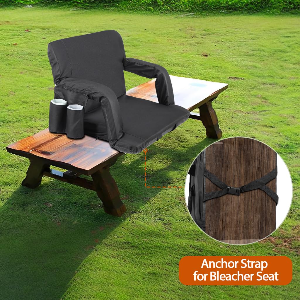 2 Pack Folding Bleacher Chairs with Cushion B958504