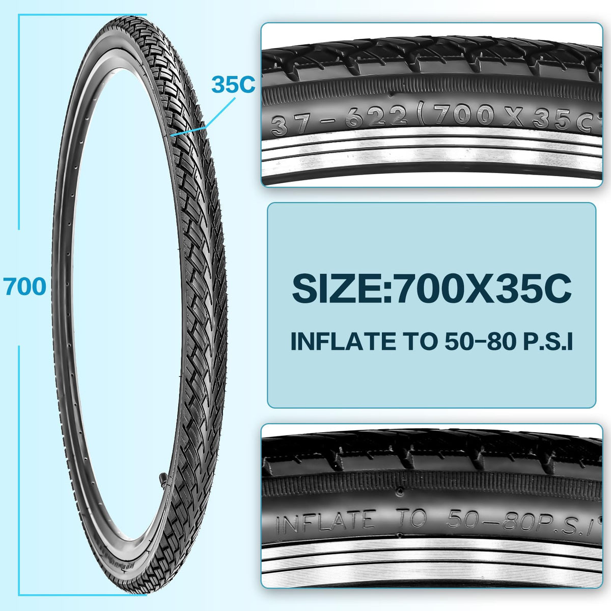 Foldable Road Bike Tires and Inner Tubes 2-Pack Y8352