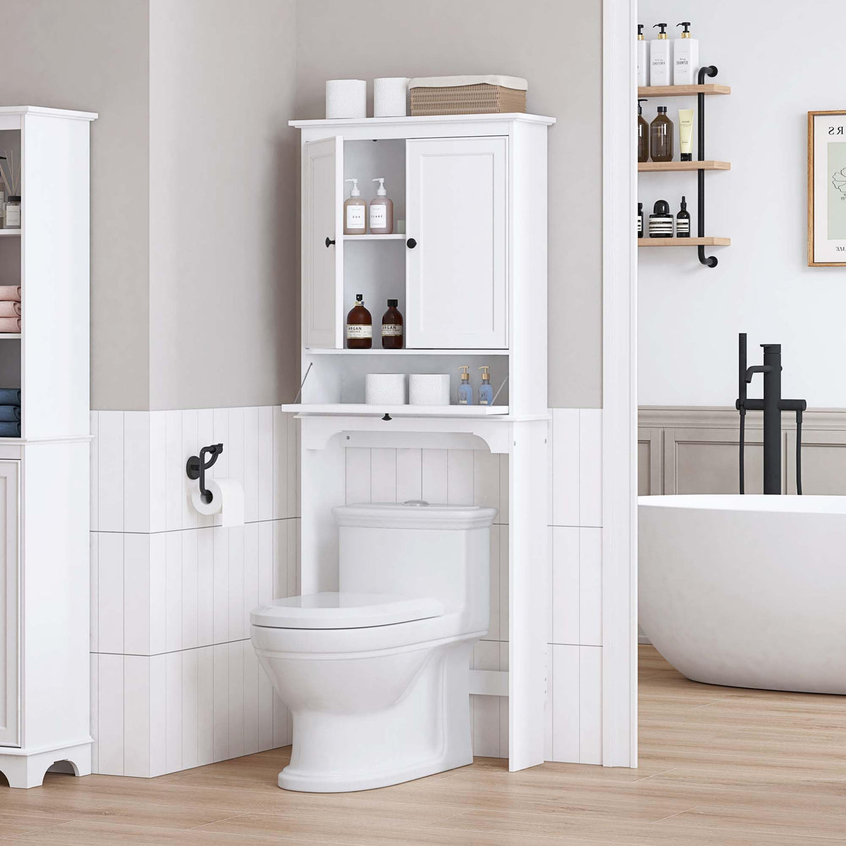 White Over the Toilet Storage Cabinet I666
