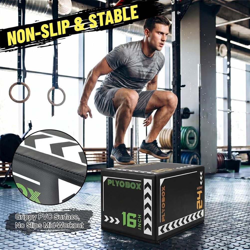 3-in-1 Foam Plyometric Jump Box, 16/20/24 Inch S7267