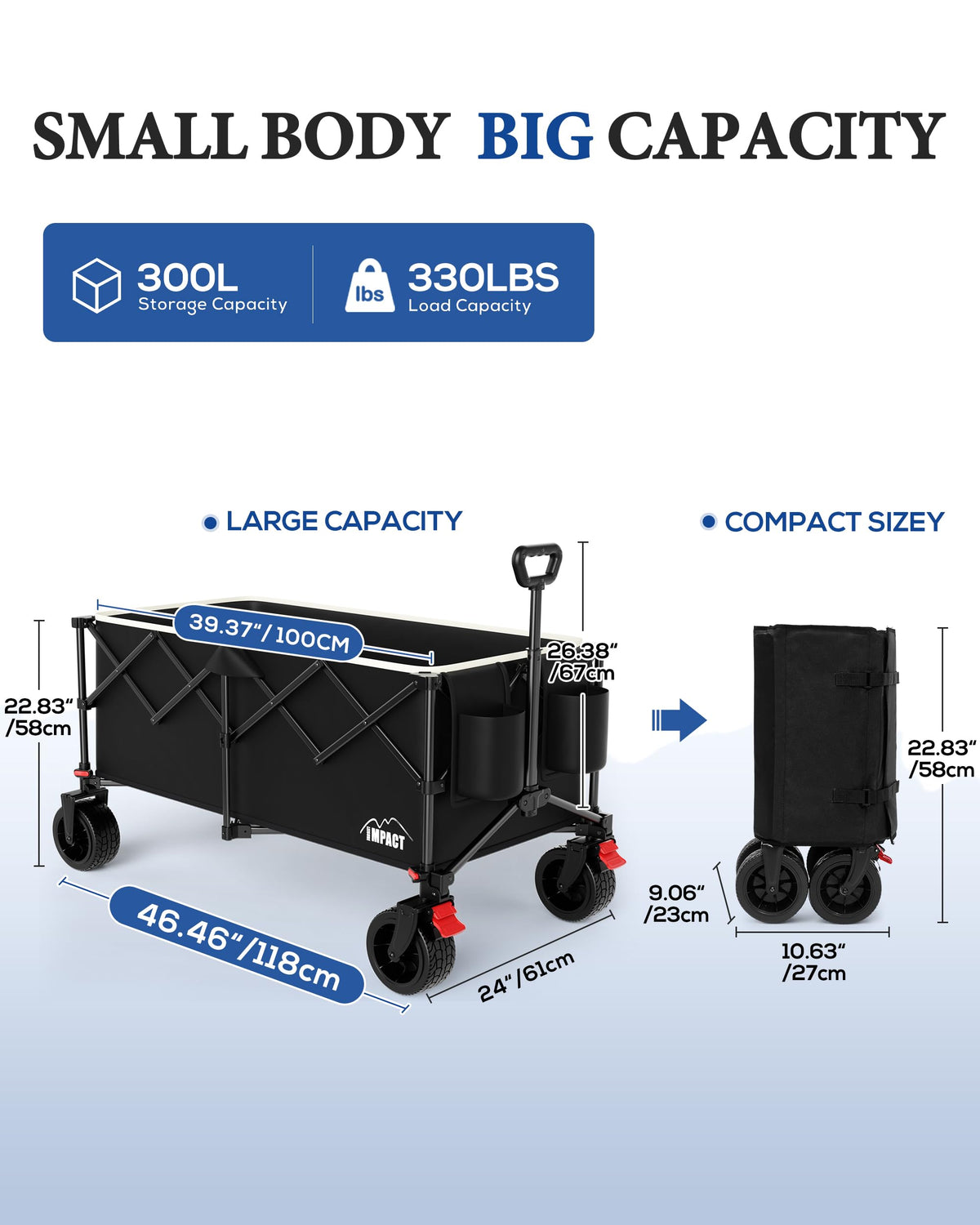 46" Collapsible Wagon Cart 300L Capacity K364122