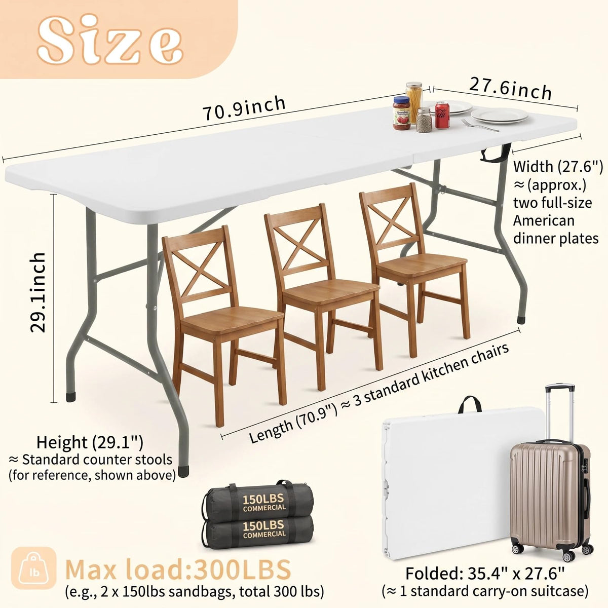 Set of 2 White 6 FT Folding Plastic Table Z246817