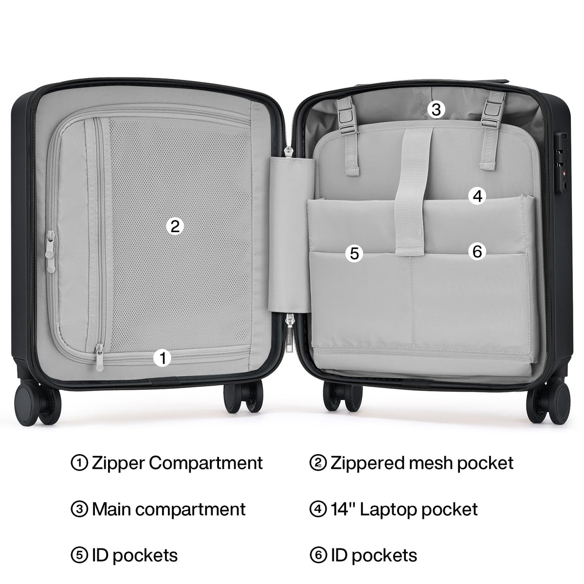 16 Inch Underseat Hard Shell Carry On Luggage with TSA Lock L56704