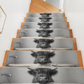 Highland Cow Non Slip Carpet Stair Treads Set of 4 Grey 30"x8" S128