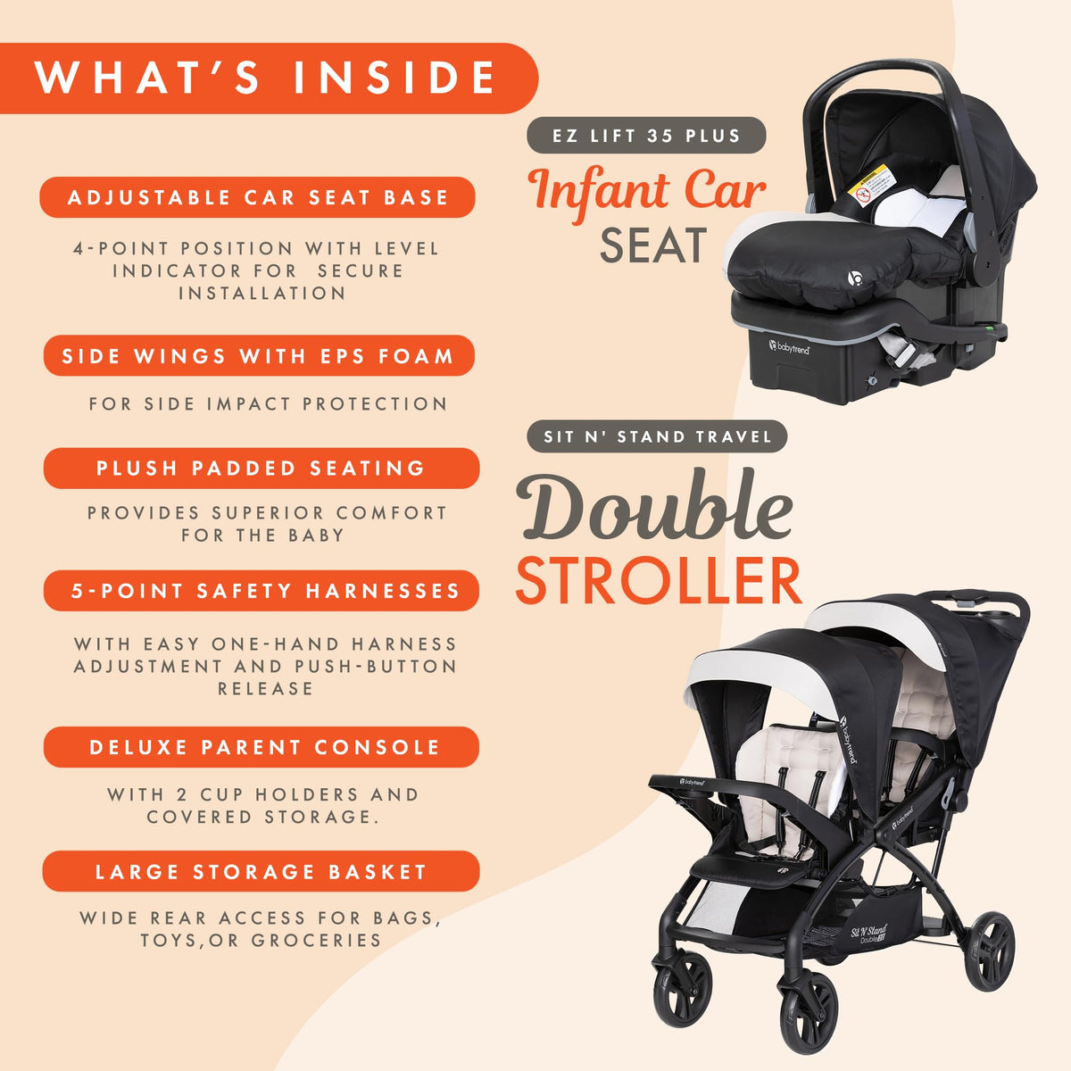 Double Stroller & 2 Car Seats R7137