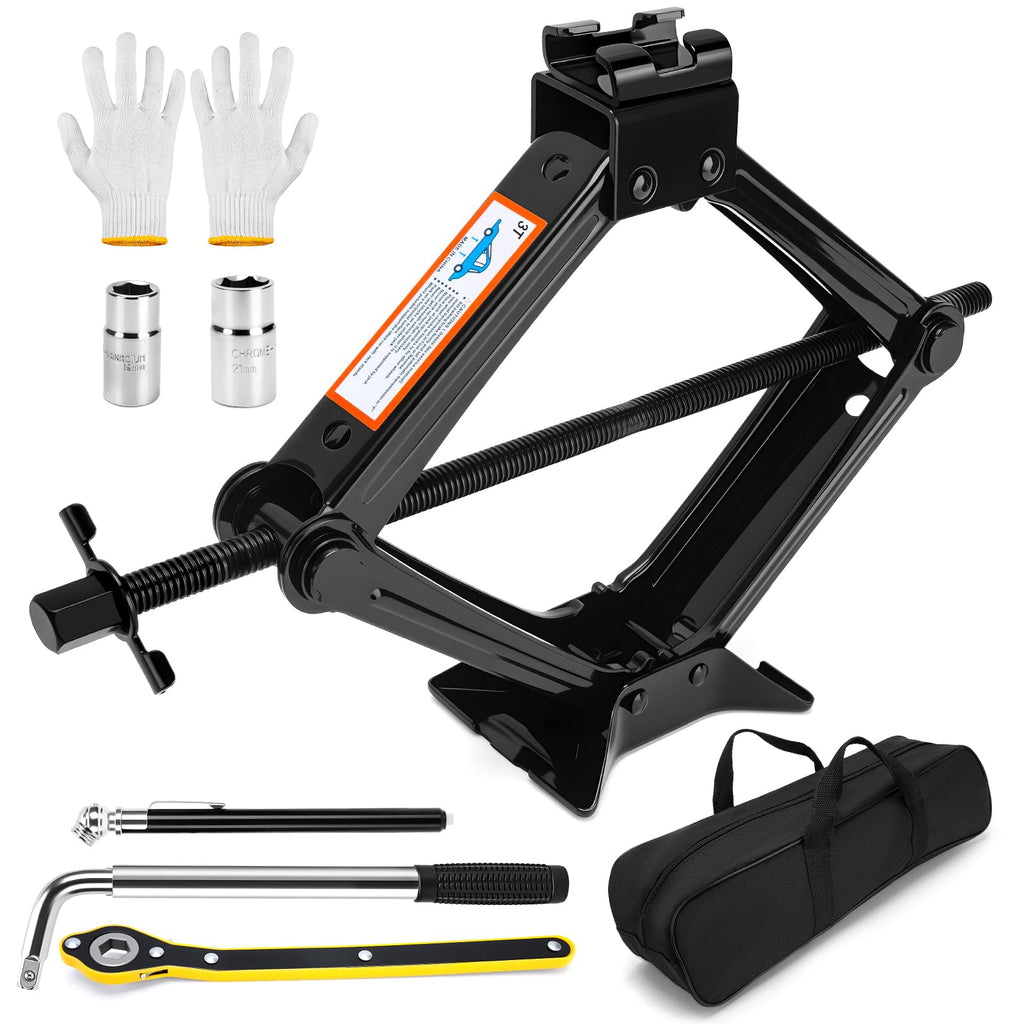 3 Ton Portable Scissor Car Jack with Wheel Wrench E85712