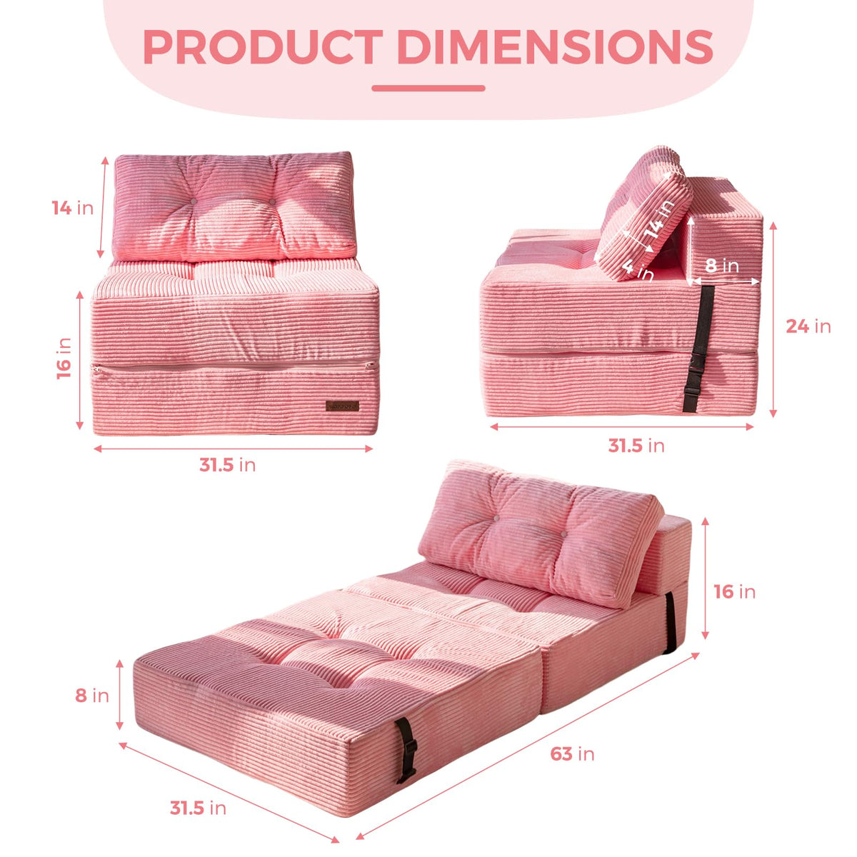 Folding Sofa Bed with Pillow B12440