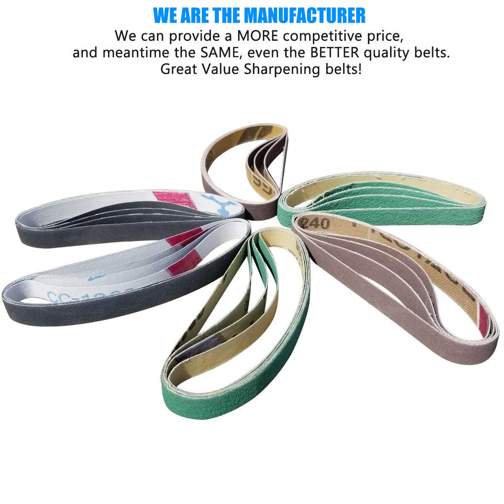 24 Pack 1/2" x 10" Replacement Knife Sharpener Sander Belt Kit 80/120/240/400/1000/1200 Grits O11826