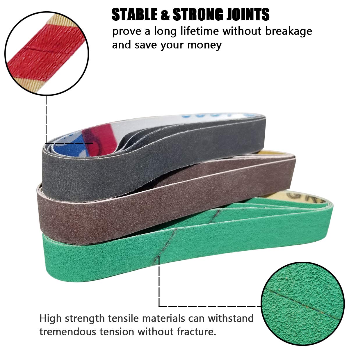 24 Pack 1/2" x 10" Replacement Knife Sharpener Sander Belt Kit 80/120/240/400/1000/1200 Grits O11826