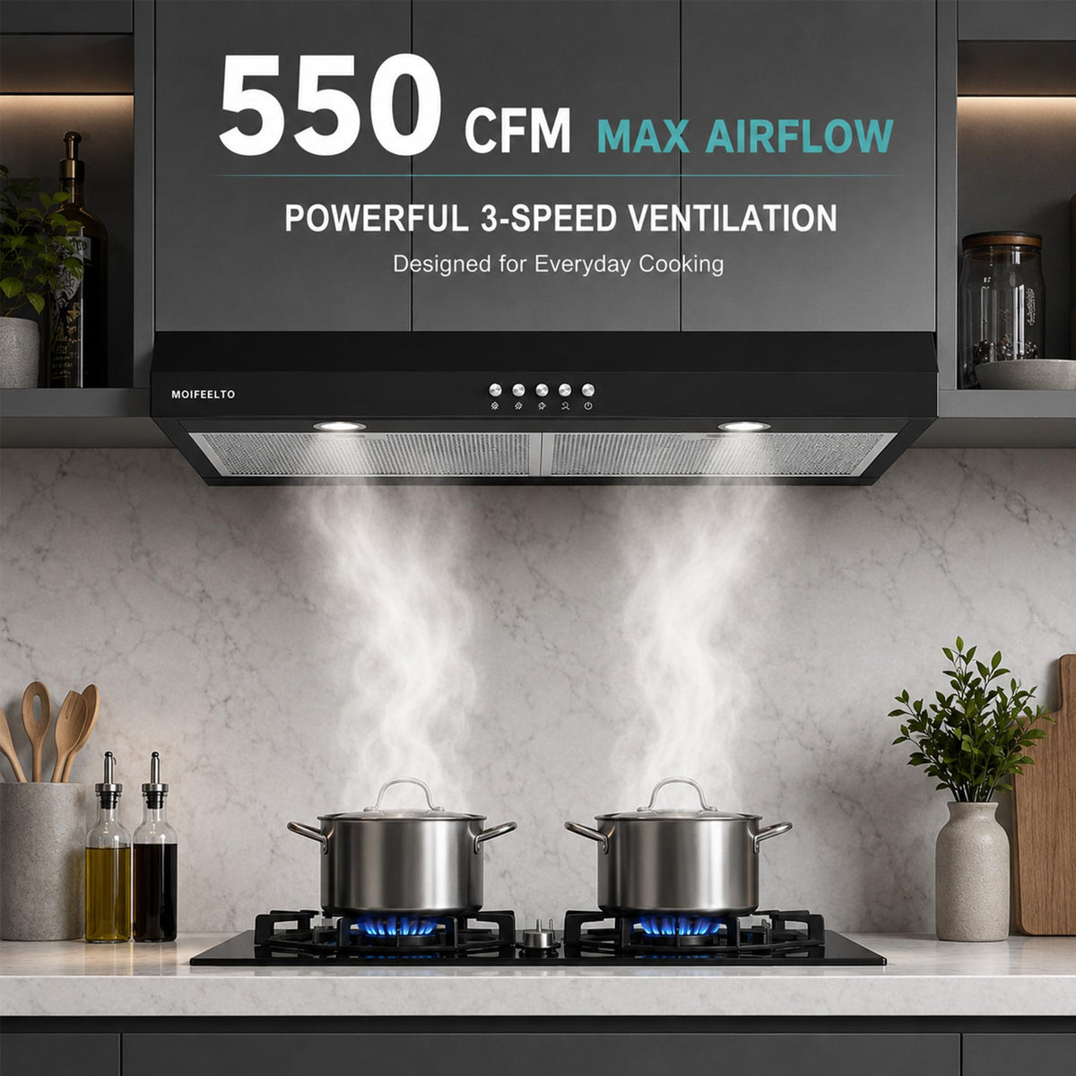 30" Black Under Cabinet Range Hood N1077