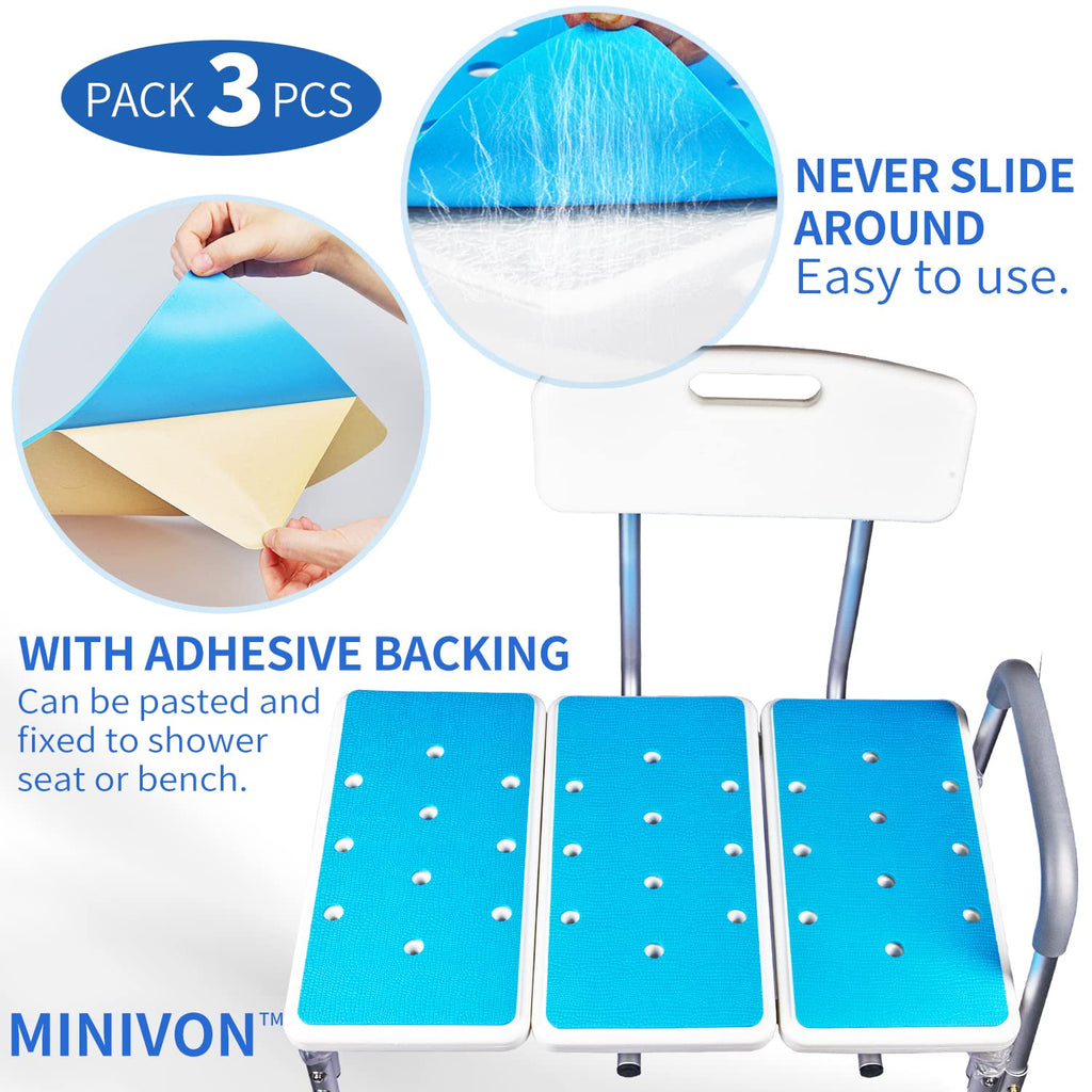 3 PCS Anti-Skid Shower Chair Mats with Adhesive Backing J1682