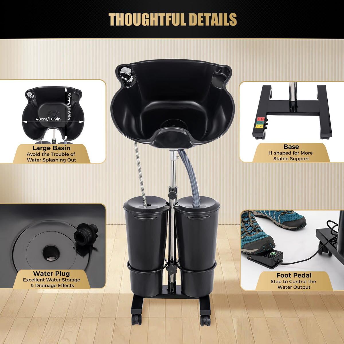 Portable Shampoo Unit with Electric Pump and Drain Hoses R663327