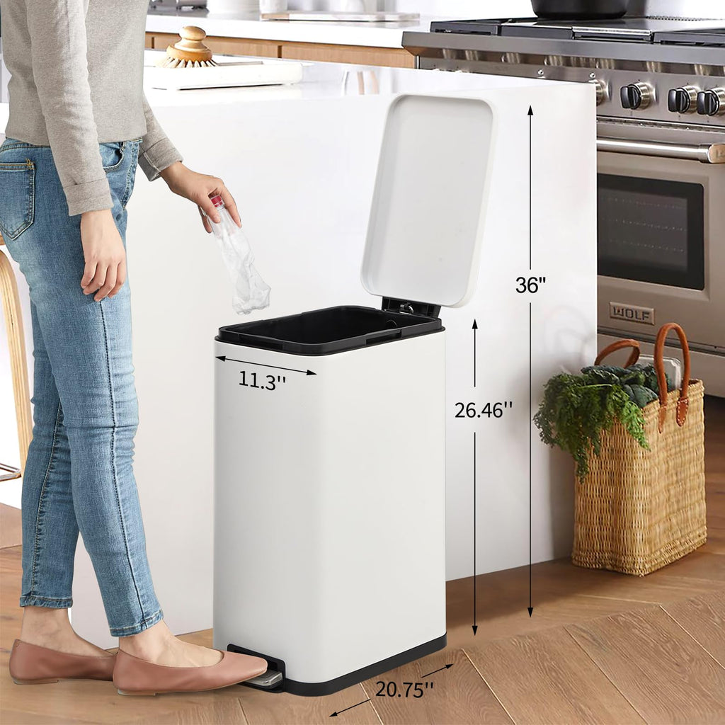 13.2 Gallon Stainless Steel Step Trash Can with Lid B454