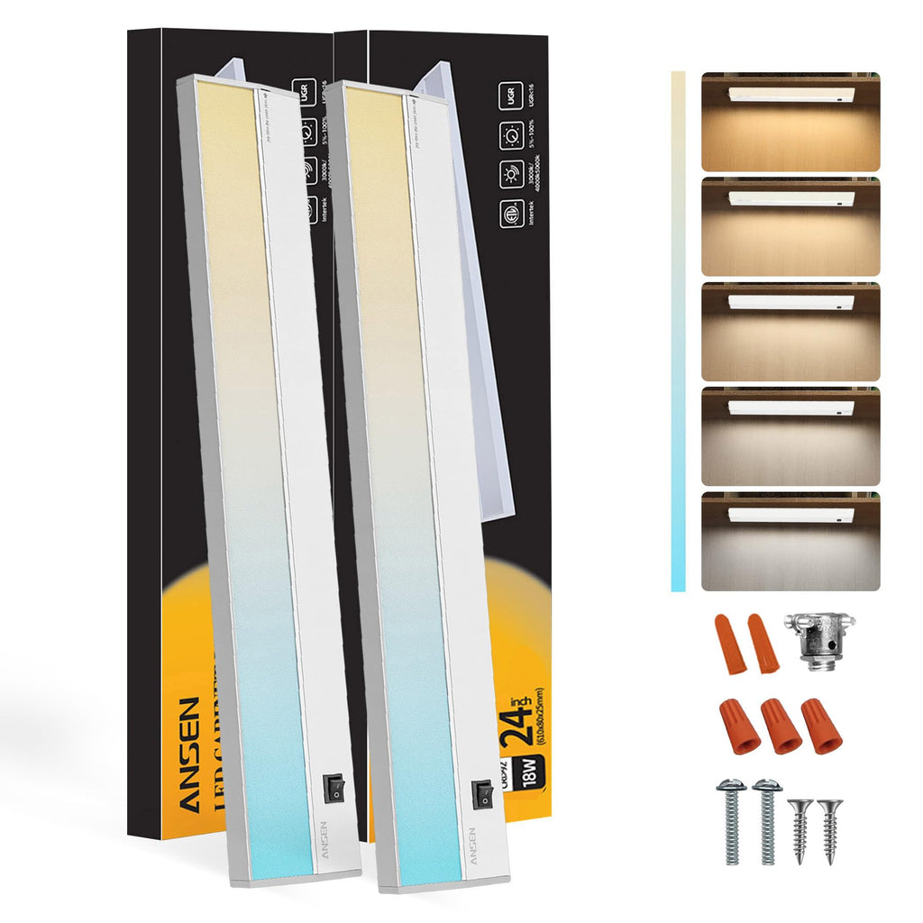 2 Packs Under Cabinet Lighting, 24in 18W Dimmable LED Light, 5 Color Temperature Z7862