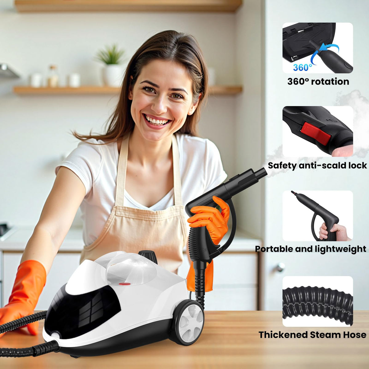 1.5L 6-in-1 Steam Cleaner with 8 Accessories A66172