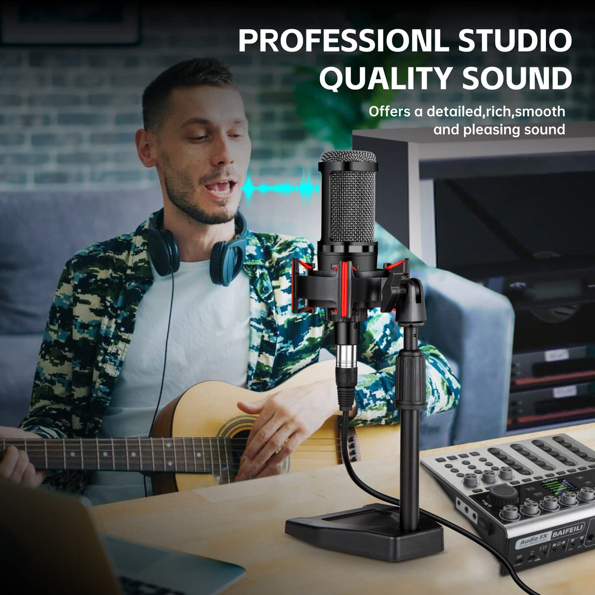 XLR Cardioid Condenser Podcast Microphone with Desktop Stand G35042