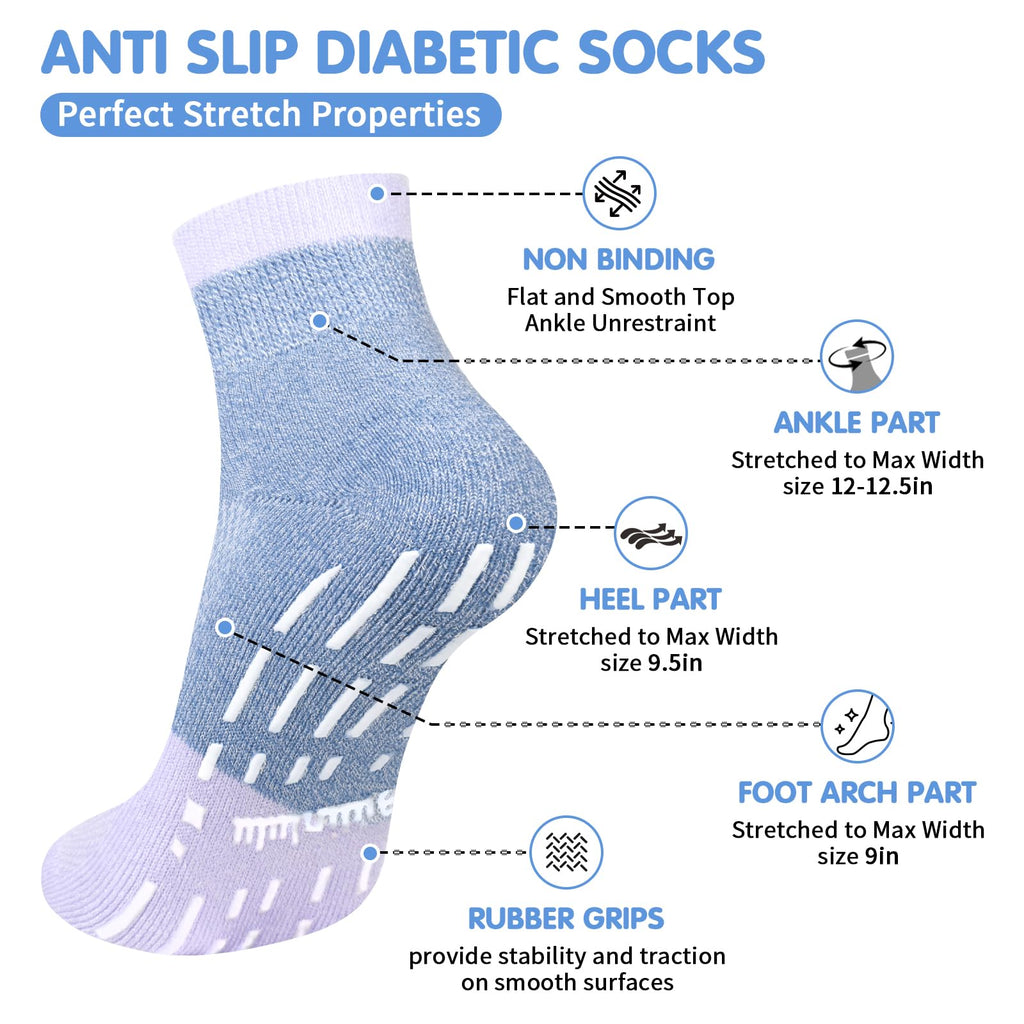 Non Slip Diabetic Ankle Socks 6 Pairs D711242