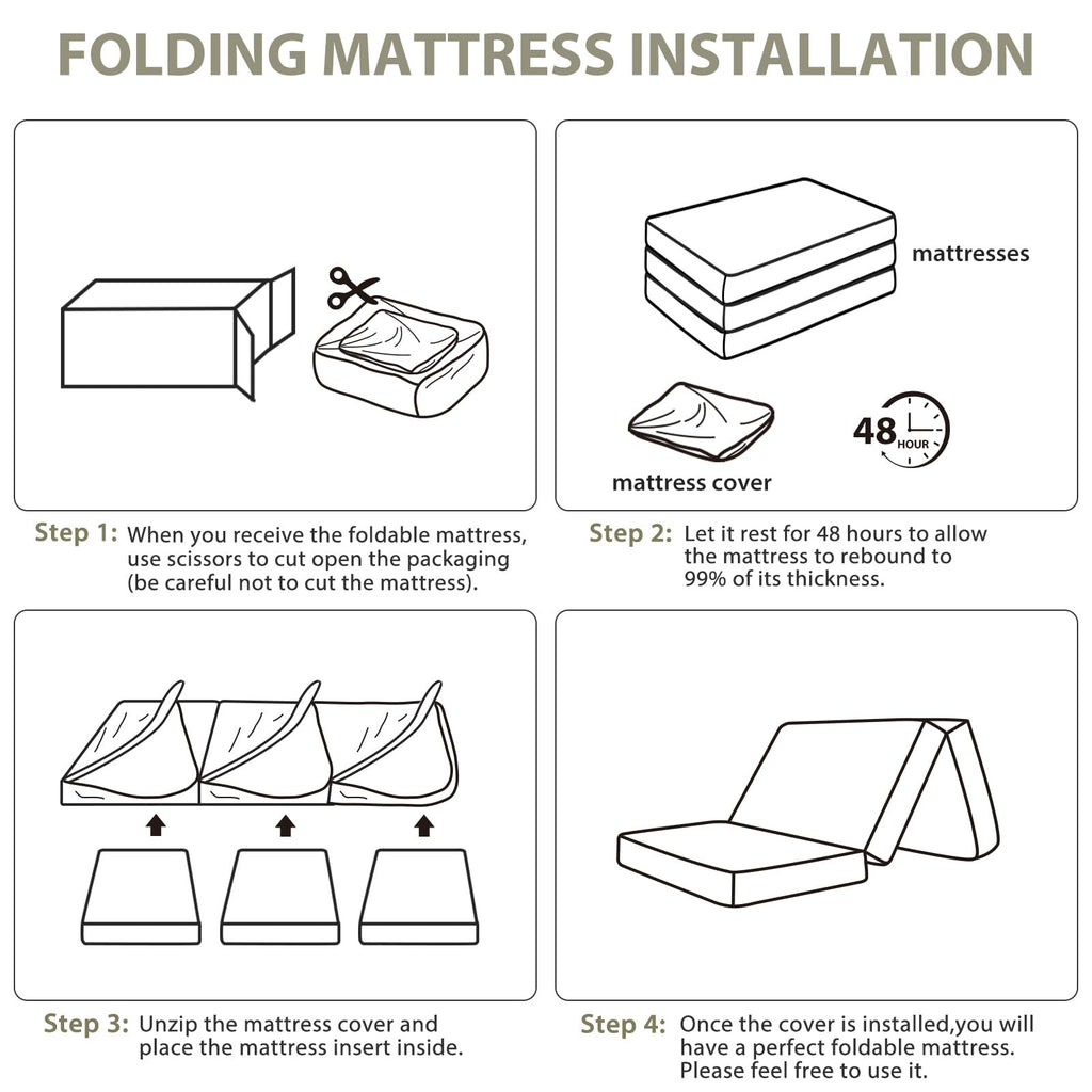 3 inch Tri Fold Memory Foam Mattress with Washable Cover A98357