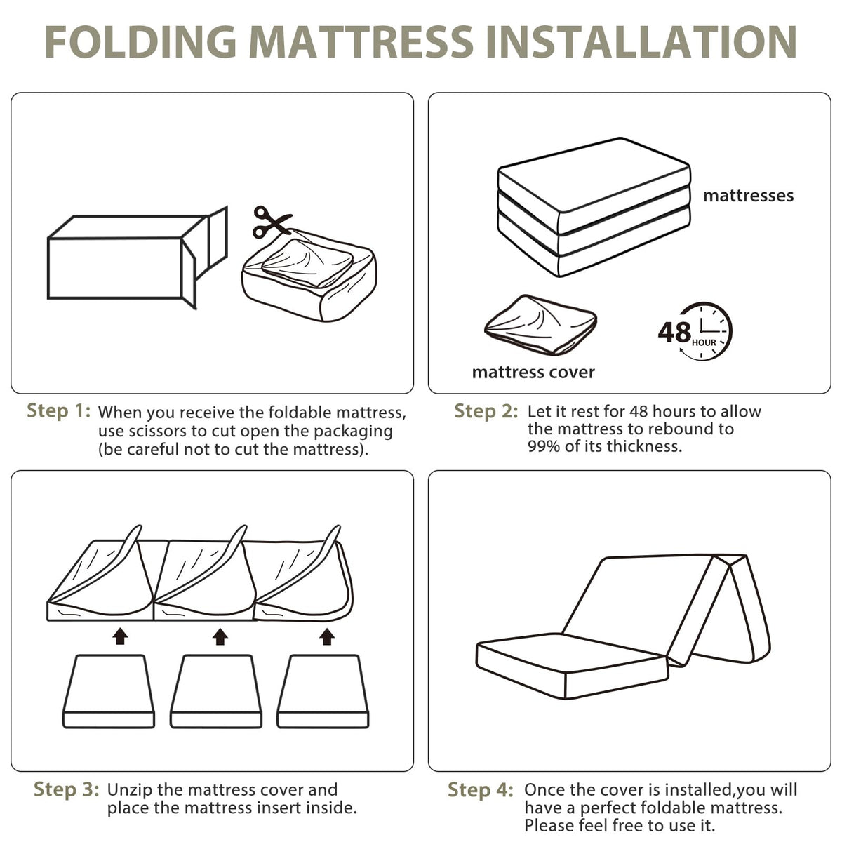 3 inch Tri Fold Memory Foam Mattress with Washable Cover A98357