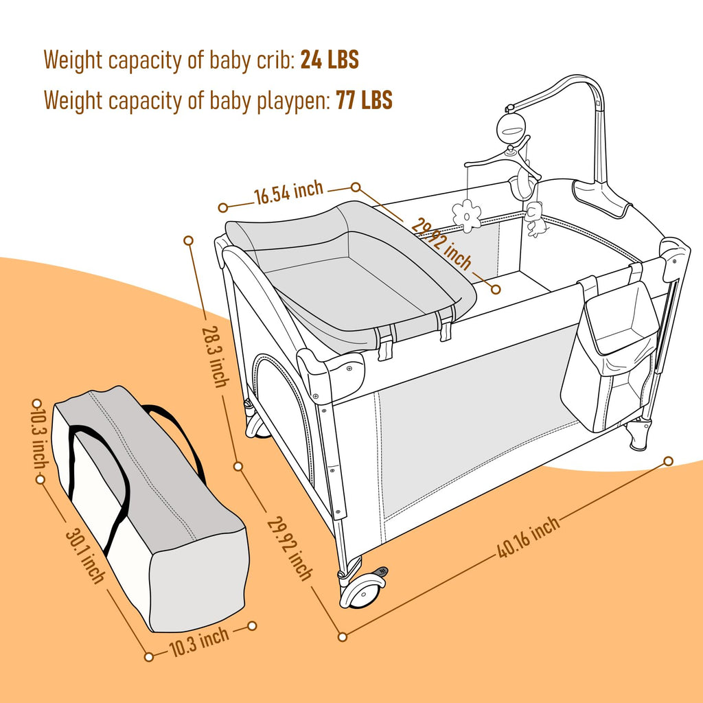 5-in-1 Convertible Baby Crib Bassinet Playpen S27185