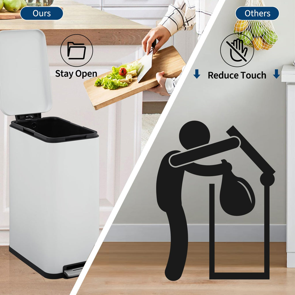 13.2 Gallon Stainless Steel Step Trash Can with Lid B454