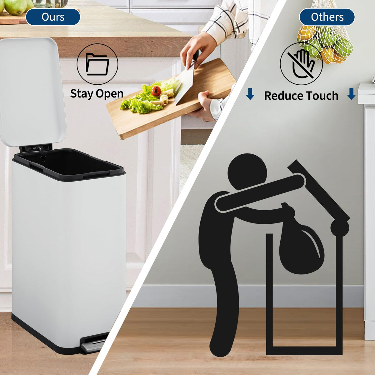 13.2 Gallon Stainless Steel Step Trash Can with Lid B454
