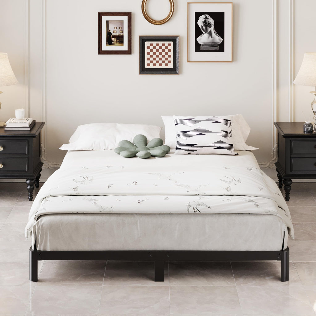 Black 7 Inch Queen Metal Platform Bed Frame P81452