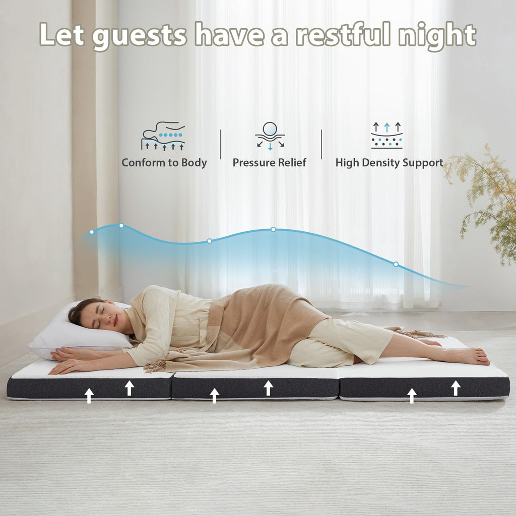 3 inch Tri Fold Memory Foam Mattress with Washable Cover A98357