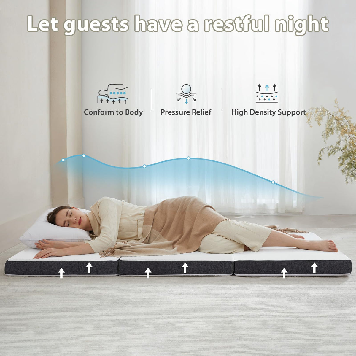 3 inch Tri Fold Memory Foam Mattress with Washable Cover A98357