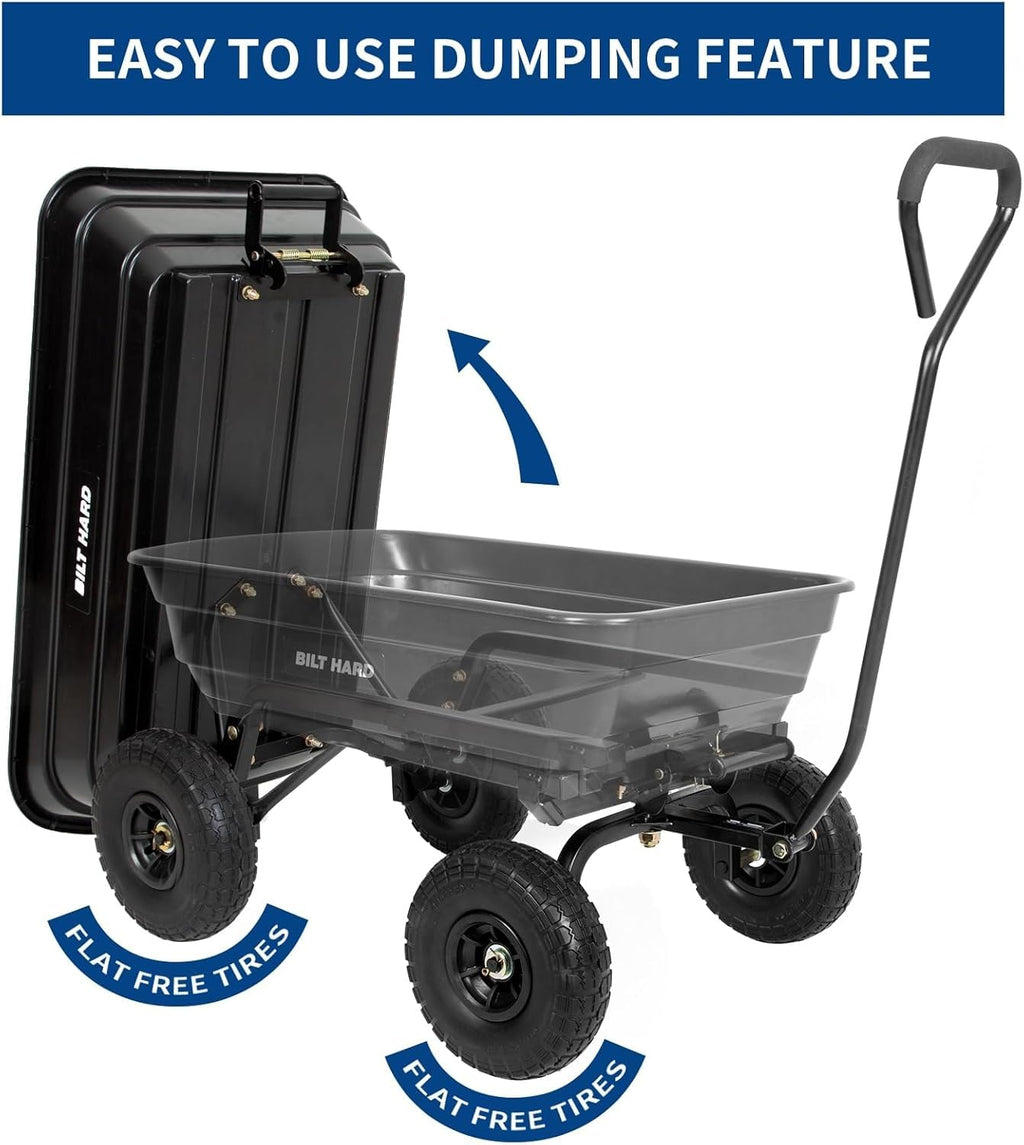 4 Cu.Ft. Poly Yard Dump Cart with 180° Rotating Handle K539009