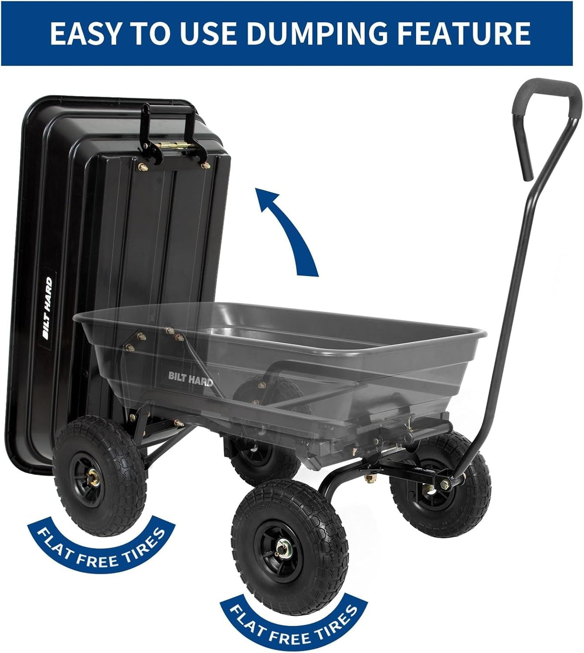 4 Cu.Ft. Poly Yard Dump Cart with 180° Rotating Handle K539009