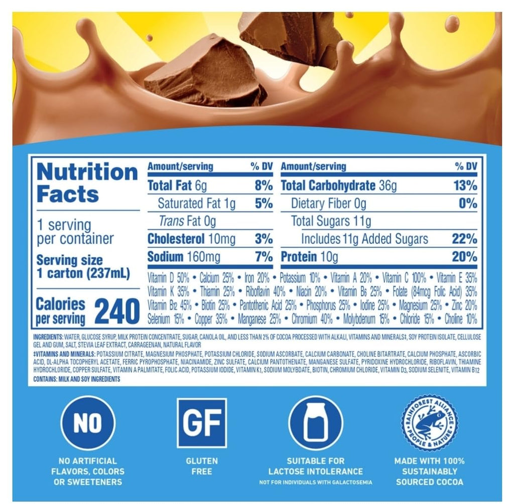 High-Protein Nutritional Shakes Milk Chocolate 8 fl oz 24 Ct M3642