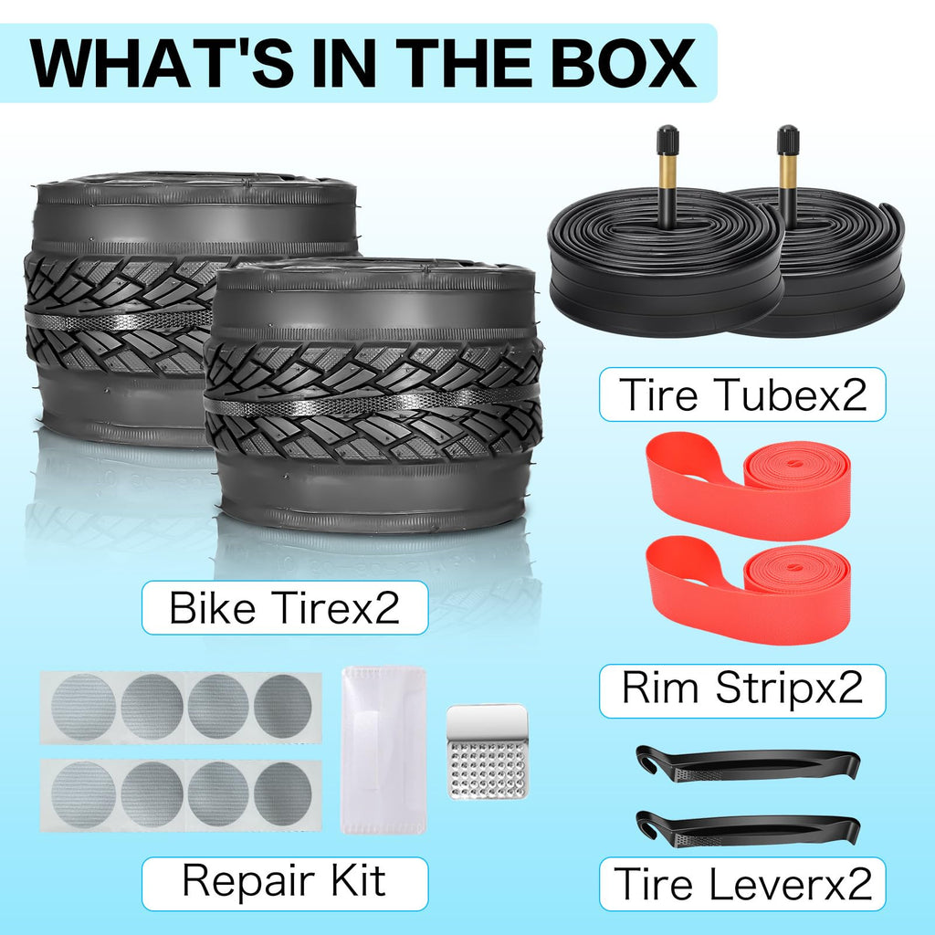 Foldable Road Bike Tires and Inner Tubes 2-Pack Y8352