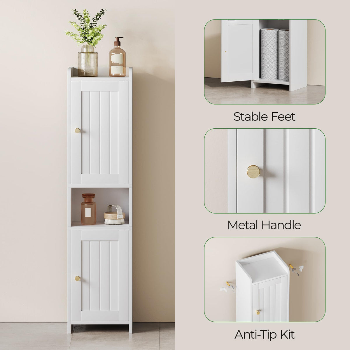 White Bathroom Cabinet with 2 Doors S37162