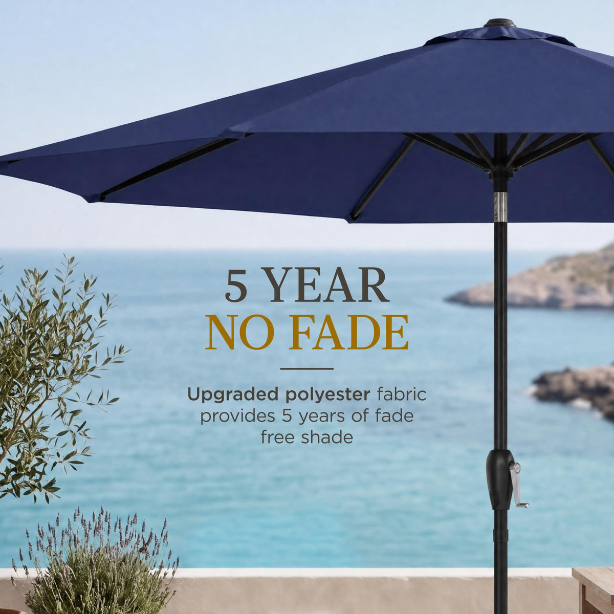 9ft Navy Polyester Patio Umbrella with Aluminum Frame D502787
