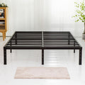King Size 18 inch Tall Heavy Duty Metal Platform Bed Frame with Steel Slats Support Black P773
