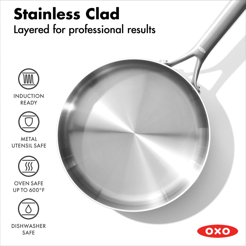 10 Piece Stainless Steel Cookware Set with Ceramic Nonstick Frying Pan I45761
