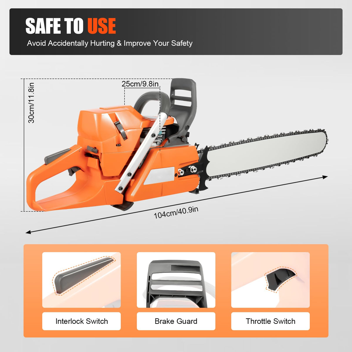 24 Inch 72CC Gas Chainsaw B8198