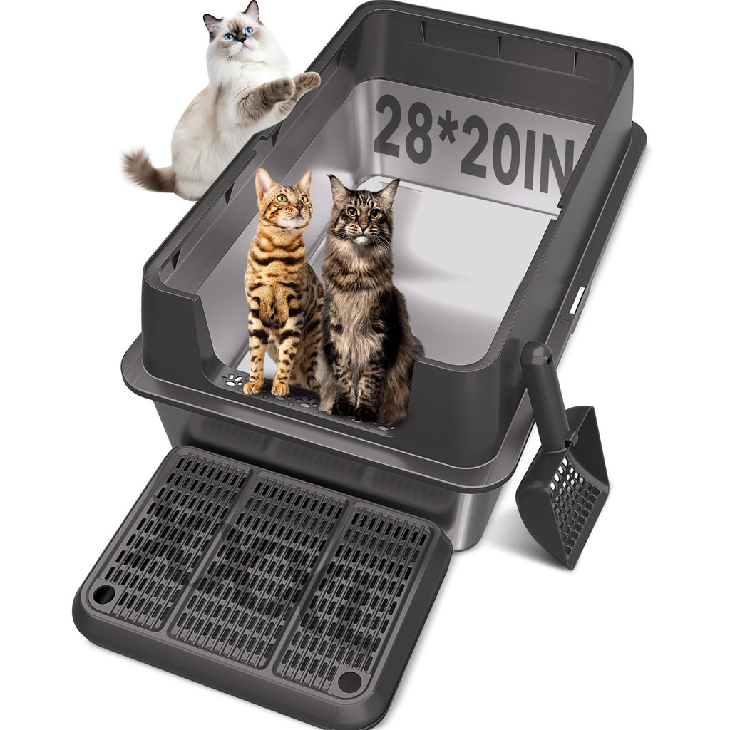 XXL Stainless Steel Cat Litter Box with Lid Y3630