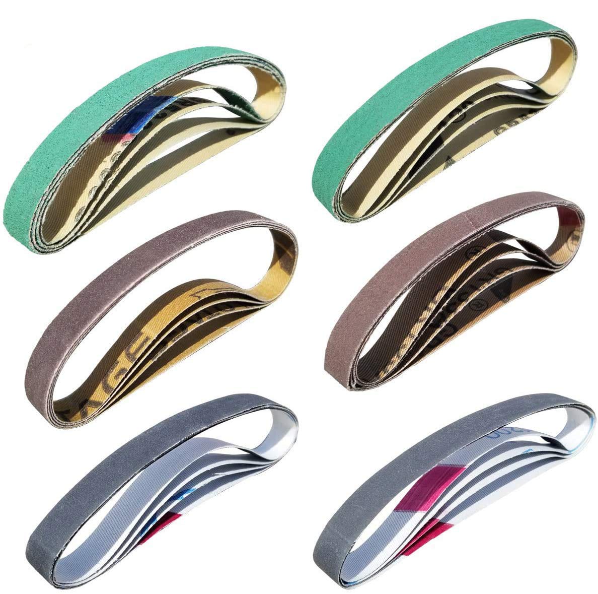 24 Pack 1/2" x 10" Replacement Knife Sharpener Sander Belt Kit 80/120/240/400/1000/1200 Grits O11826