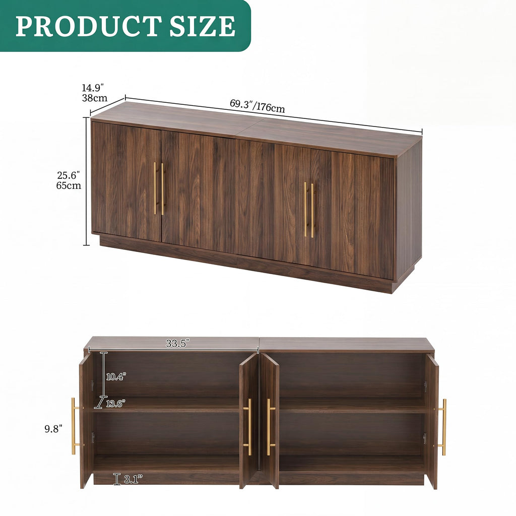 70" TV Stand with 4 Fluted Doors Y691442