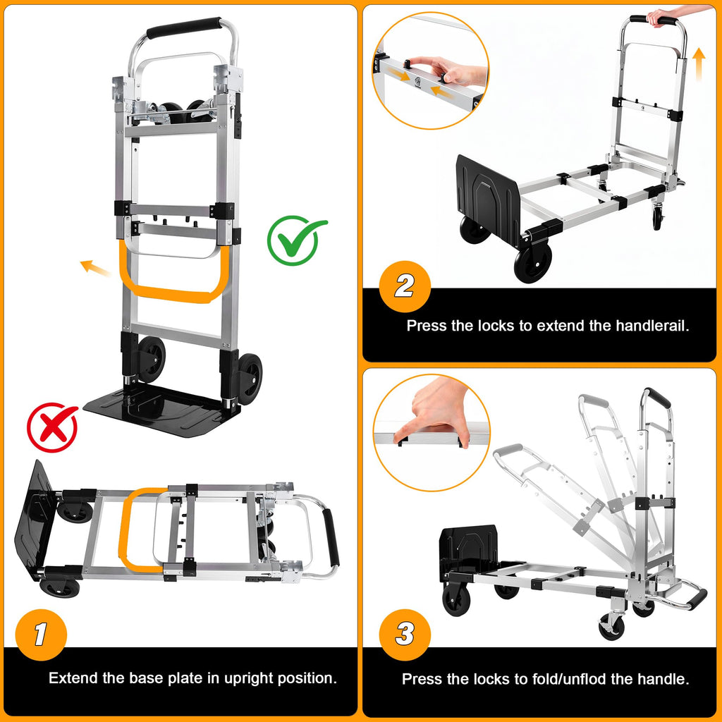 3 in 1 Convertible Folding Hand Truck with 2 Straps B91021